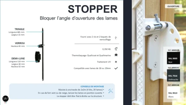 Fiche produit : stopper pour pergola
