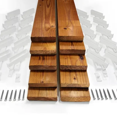 Pack de lames en bois et accessoires blancs pour pergola bioclimatique