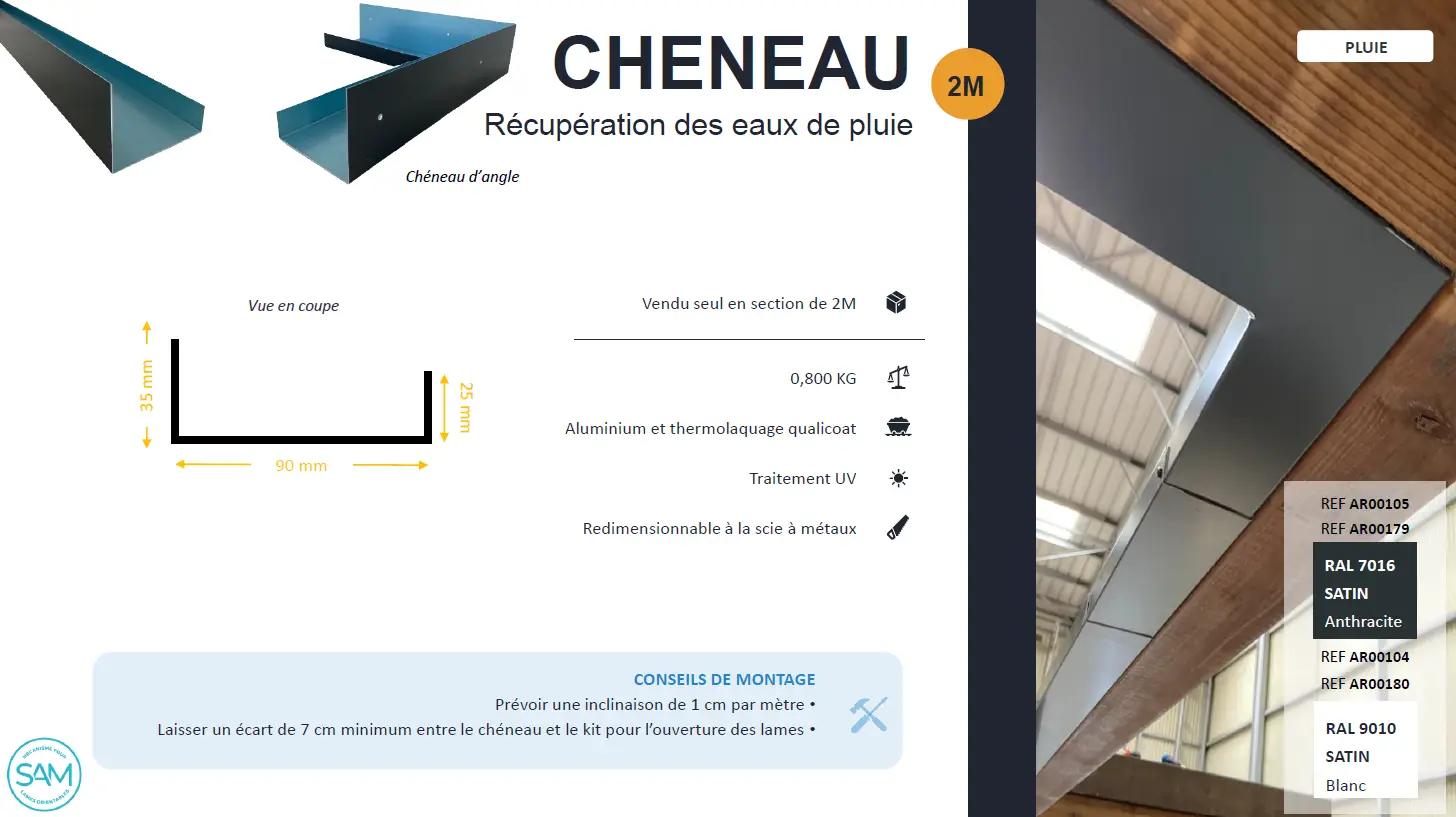 Angle cheneau aluminium noir RAL 9005 – Image 2